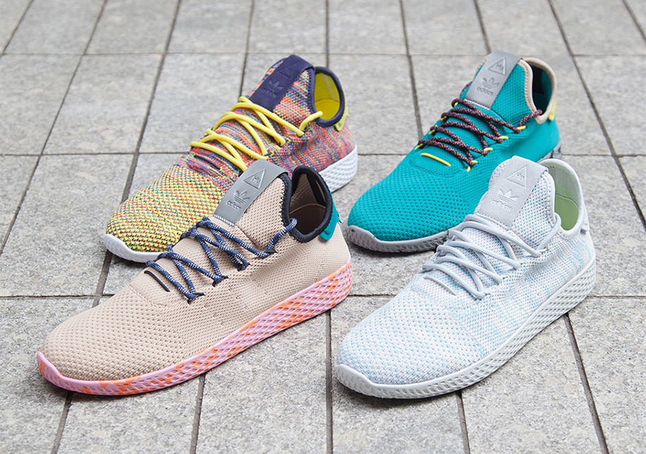 Four new color versions of Pharrell x adidas Tennis Hu shoes